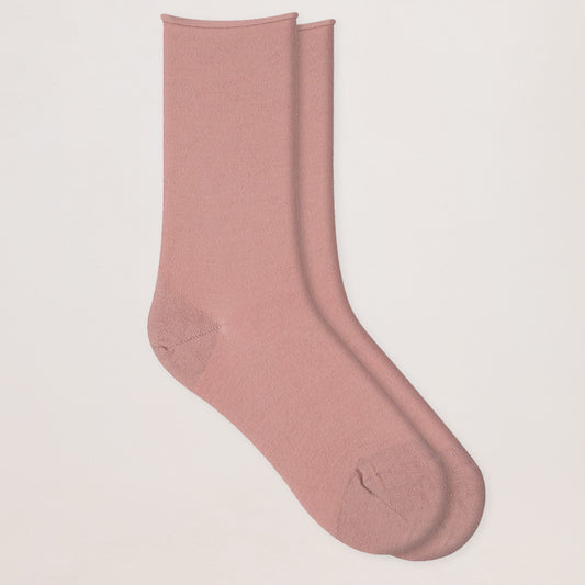 Ullsocka med rullkant - Vintage Rose