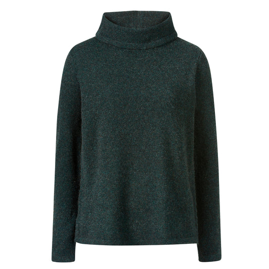 Stickad polotröja i jakull – Dark Green