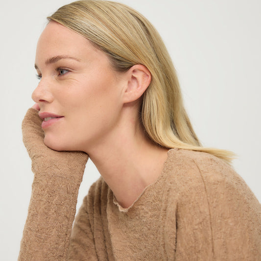 Oversize tröja med lång ärm och rund hals – by basics merino bubble wool