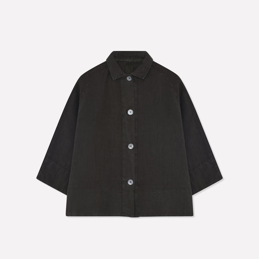 OWN linnejacka med stora pärlemorknappar – Black