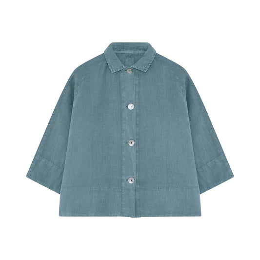 OWN linnejacka med stora pärlemorknappar - Stormy Sea