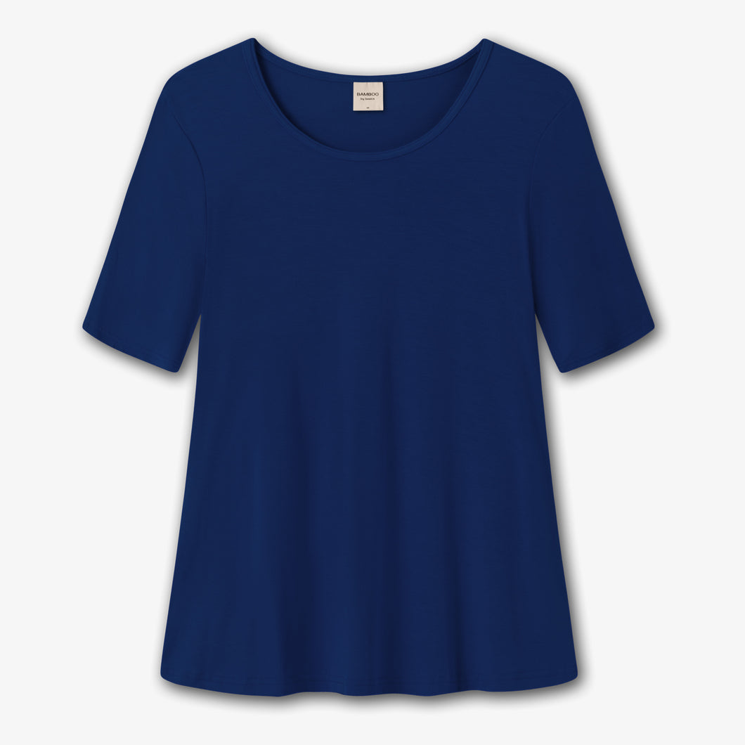 Klockad T-shirt i bambulyocell - Navy Blue