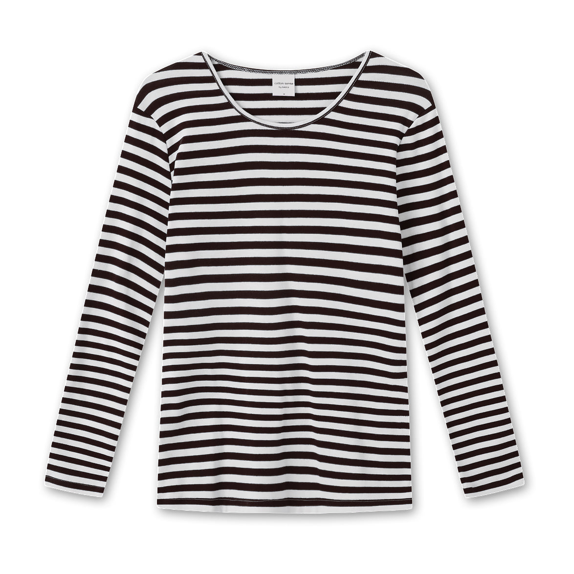 Klassisk långärmad randig t-shirt i 100% bomull – Black/Raw White