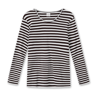 Klassisk långärmad randig t-shirt i 100% bomull – Black/Raw White