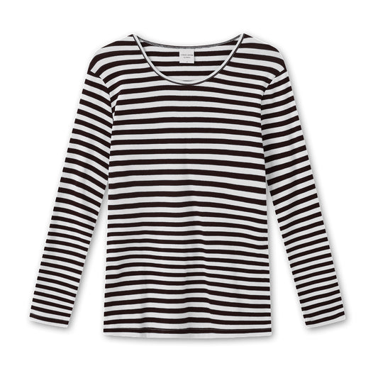 Klassisk långärmad randig t-shirt i 100% bomull – Black/Raw White