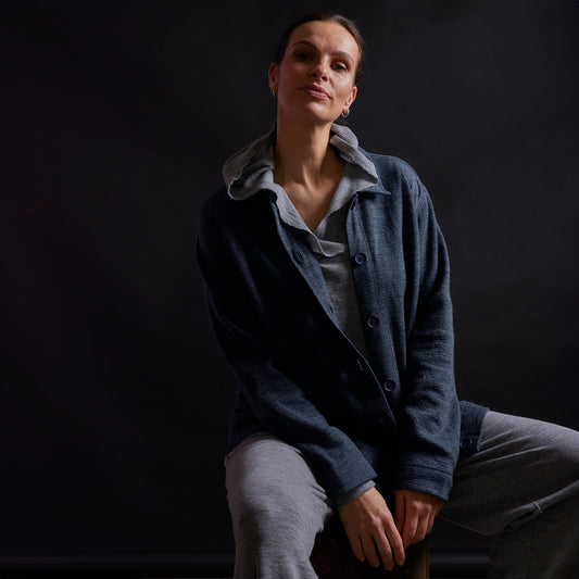 Jacka i ull med bomull invändigt