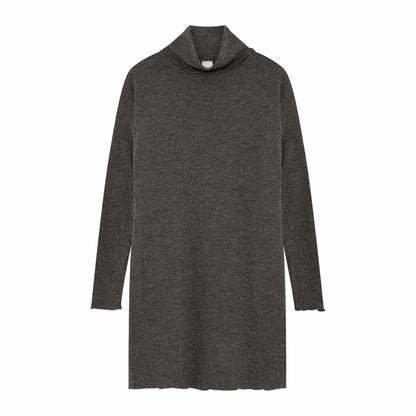 Ullklänning med fickor och polokrage - by basics merino bubble wool