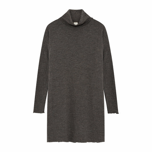Ullklänning med fickor och polokrage - by basics merino bubble wool