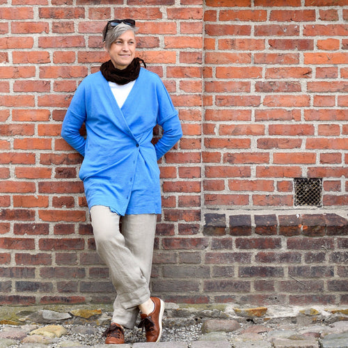 by basics fram- eller sidoknäppt ullkofta - Milky Blue