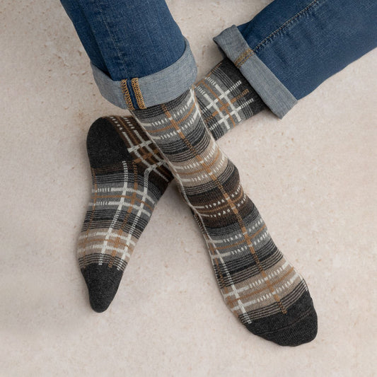 Herrstrumpa TARTAN ull- och kashmir - Antracit