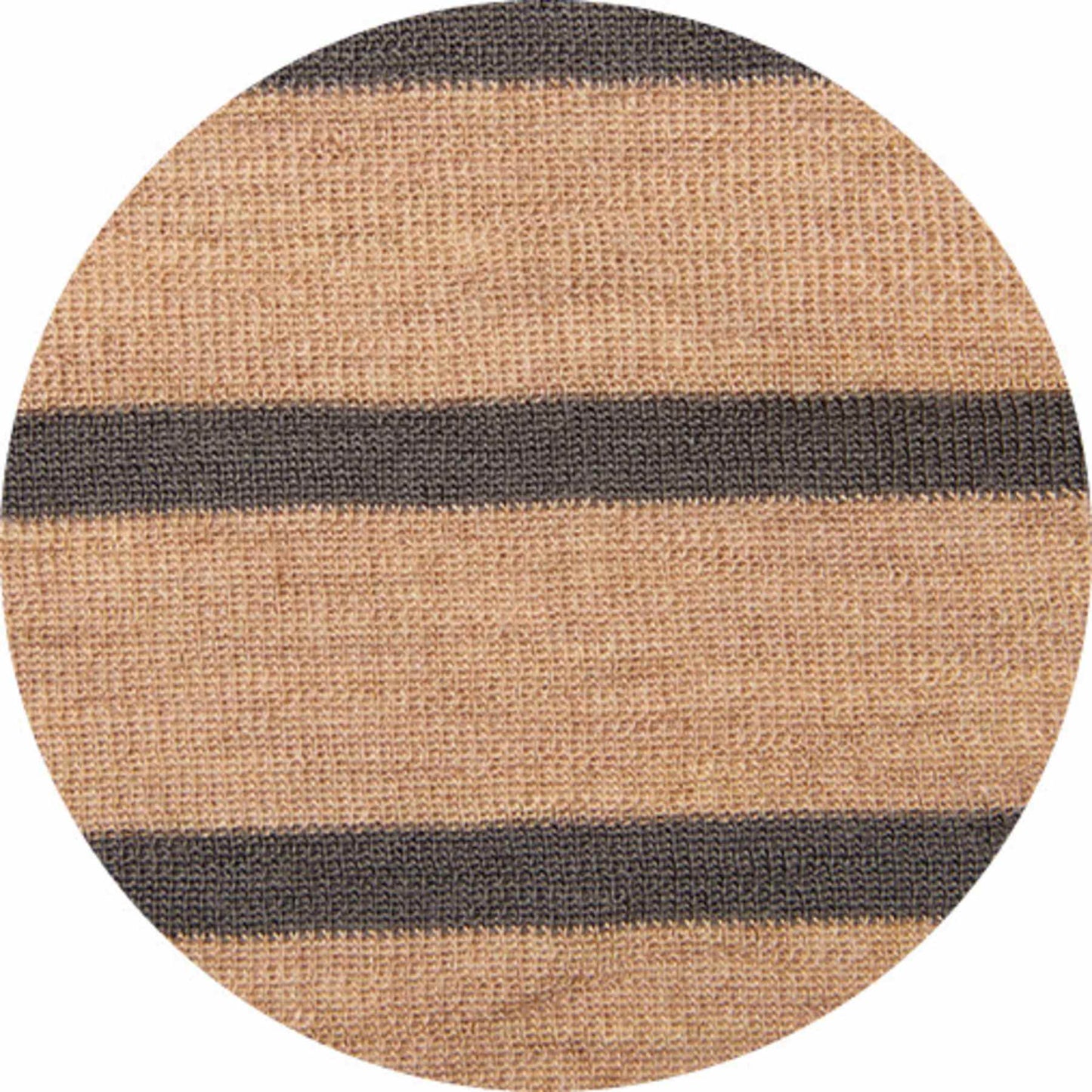 Oversize merinotröja med bred halsmudd - Light Camel Melange/Black Coffee Stripe