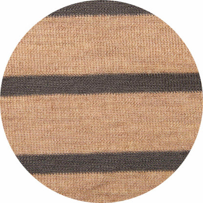 Oversize merinotröja med bred halsmudd - Light Camel Melange/Black Coffee Stripe