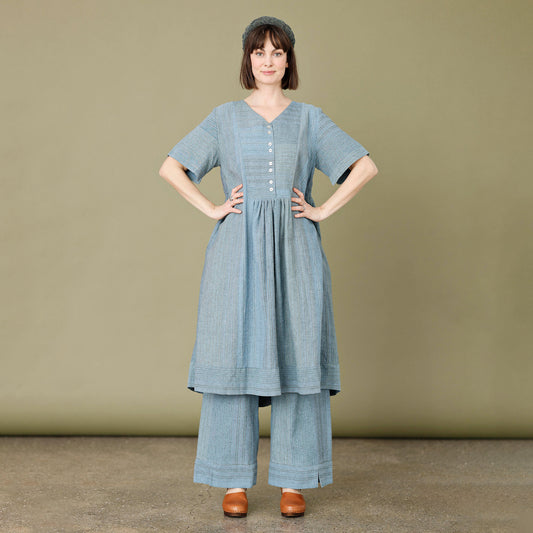 Sommarklänning THYRA i linne och bomull – Seablue | McVERDI