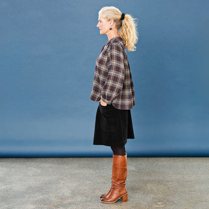 McVerdi bredspårig manchesterkjol - BLACK