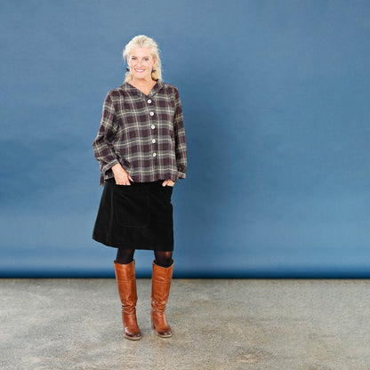 McVerdi bredspårig manchesterkjol - BLACK