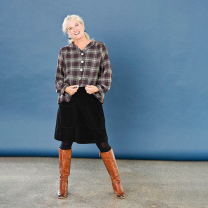 McVerdi bredspårig manchesterkjol - BLACK