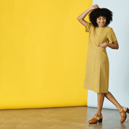 McVerdi klänning KATJA i lin & bomull - Curry