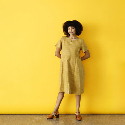 McVerdi klänning KATJA i lin & bomull - Curry