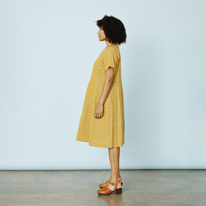 McVerdi klänning KATJA i lin & bomull - Curry