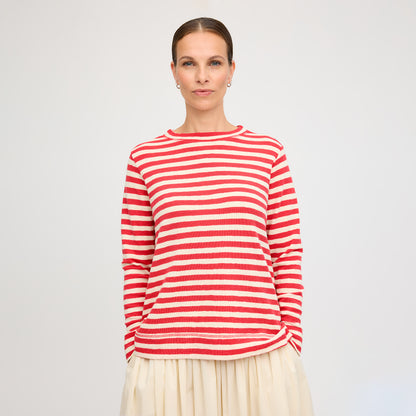 Långärmad tröja i merinoull med bred fåll - Midnight Blue