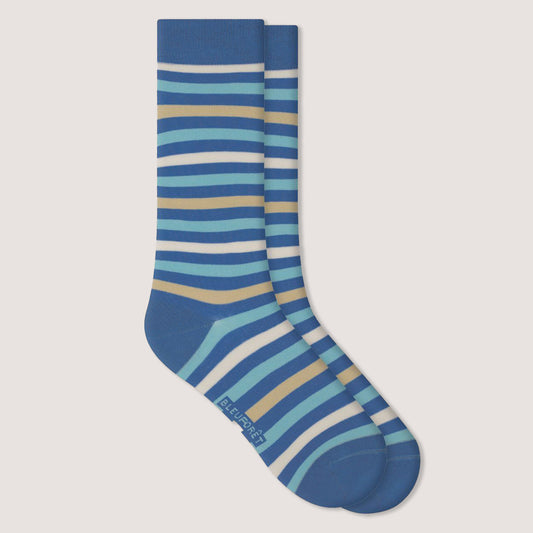 Strumpa STRIPES i bomullsmix – Turkos