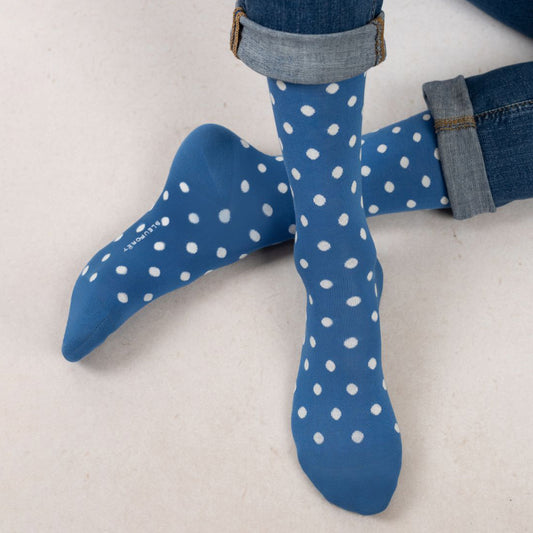 Strumpa DOTS i bomullsmix – Blue