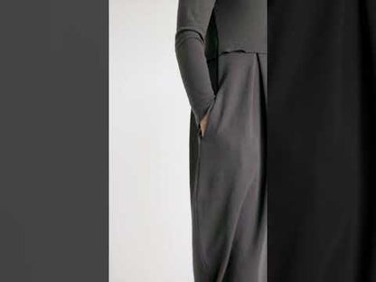 Lång ullklänning med tulpankjol - Dark Olive