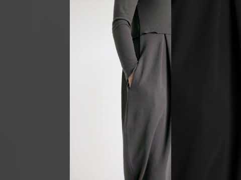 Lång ullklänning med tulpankjol - Dark Olive