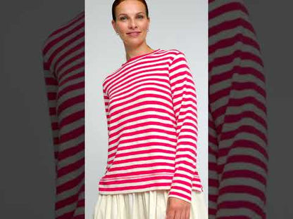 Långärmad tröja i merinoull med bred fåll - Midnight Blue