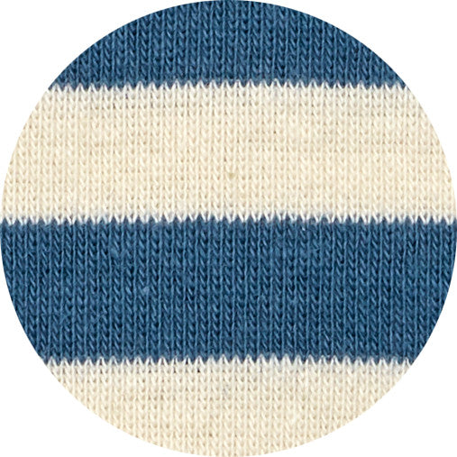 Randig kortärmad t-shirt med ledig passform - Denim Blue /Off White