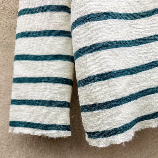 Oversize merinotröja med bred halsmudd - Raw White/Granite Stripe