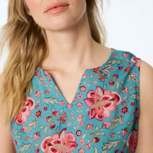 Blommig ärmlös topp i modal - Vintage Flower | Himalaya