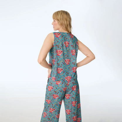 Blommig ärmlös topp i modal - Vintage Flower | Himalaya