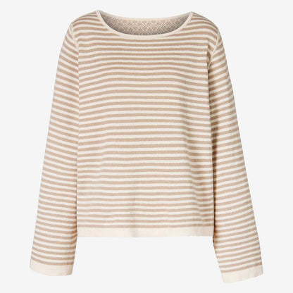 Vändbar stickad tröja i ekologisk bomull - Sand/creme