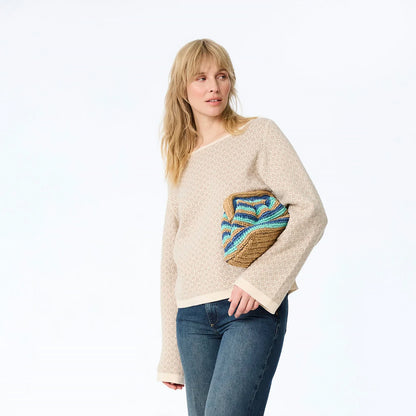 Vändbar stickad tröja i ekologisk bomull - Sand/creme