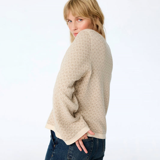 Vändbar stickad tröja i ekologisk bomull - Rosa/Hallon