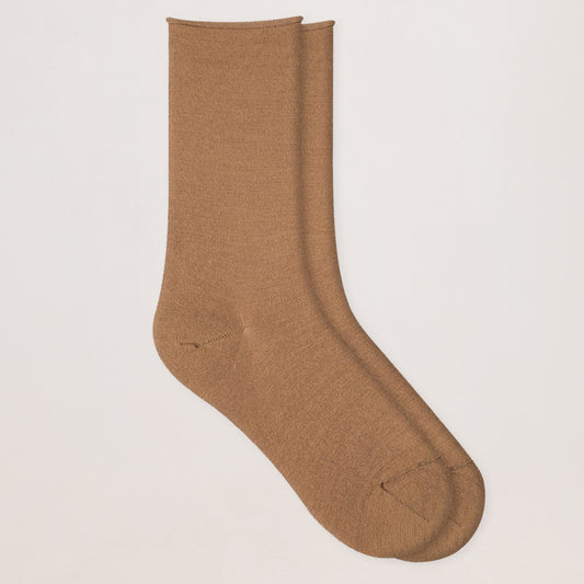 Ullsocka med rullkant - Praline