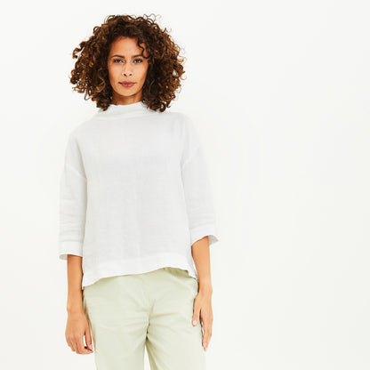 OWN Linneblus med krage - White