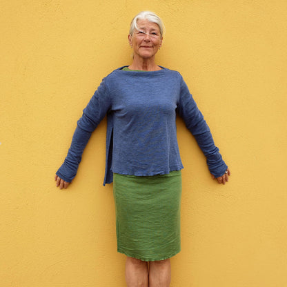 Tröja i merinoull - med hög båthals, slitsar och extra långa ärmar, Antracite grey