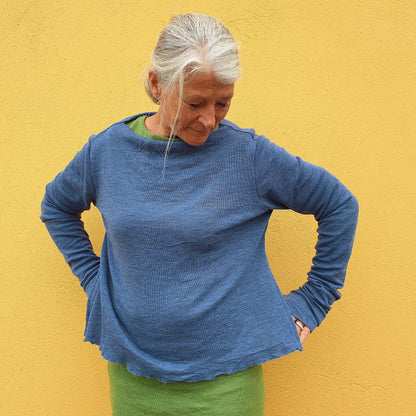 Tröja i merinoull - med hög båthals, slitsar och extra långa ärmar, Antracite grey