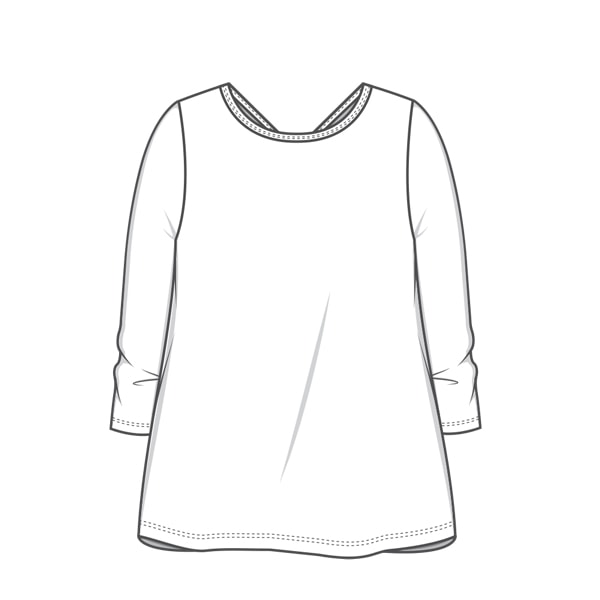 Vändbar topp med trekvartsärm i bambulyocell -  Charcoal