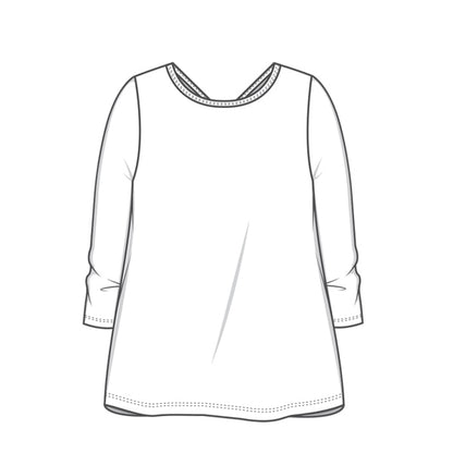 Vändbar topp med trekvartsärm i bambulyocell -  Charcoal