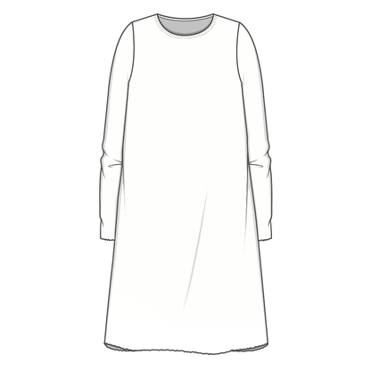7008 Klänning - A-line, rund hals och lång ärm