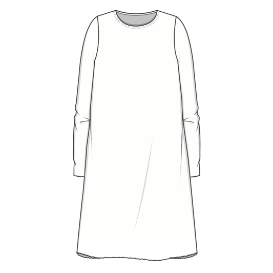 7008 Klänning - A-line, rund hals och lång ärm