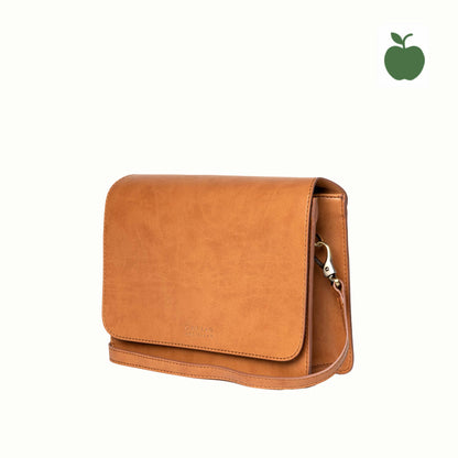 AUDREY COGNAC - handväska i äppelläder