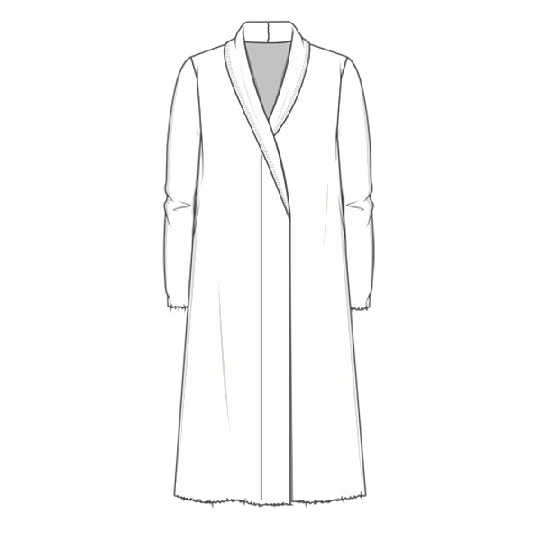 Lång sjalkofta i merinoull