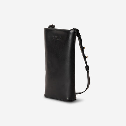 CHARLIE Black - mobilväska i äkta läder