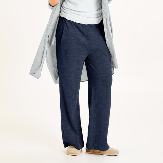 Långbyxa i ull med bomull invändigt - Midnight Blue Melange