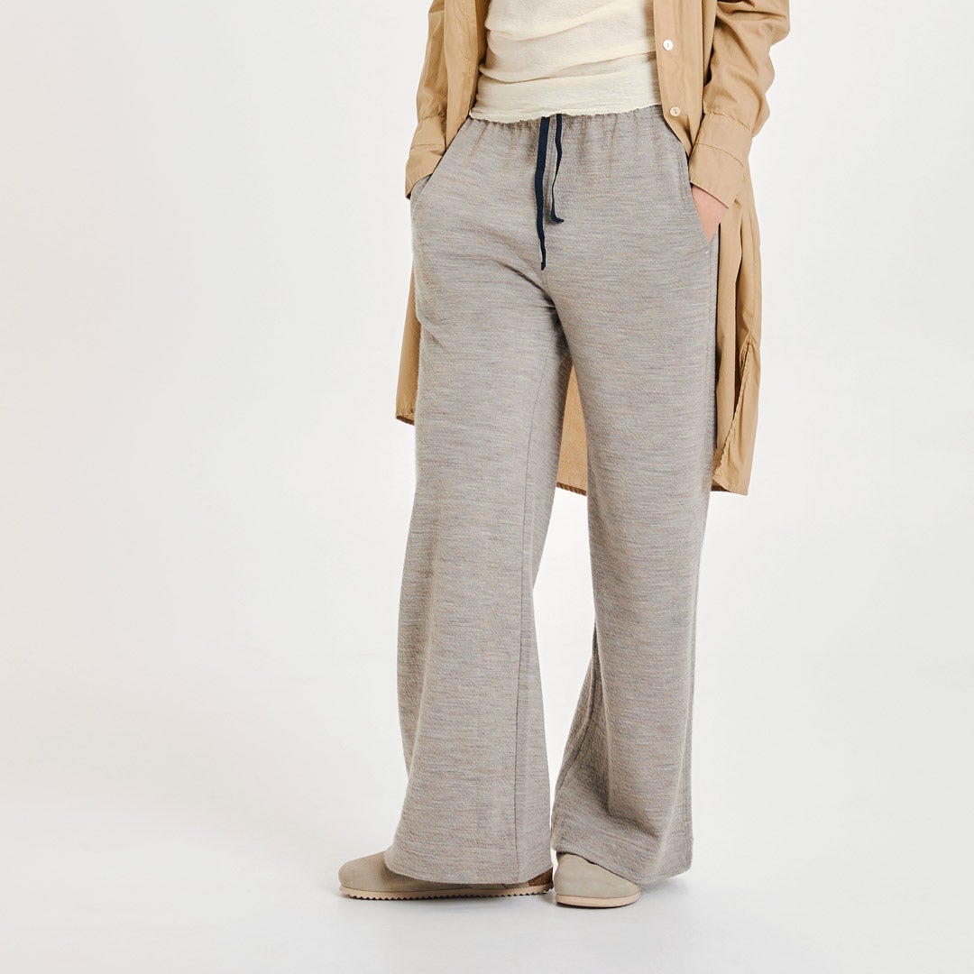 Långbyxa i ull med bomull invändigt - Midnight Blue Melange