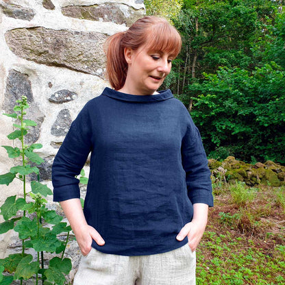 OWN Linneblus med krage - White